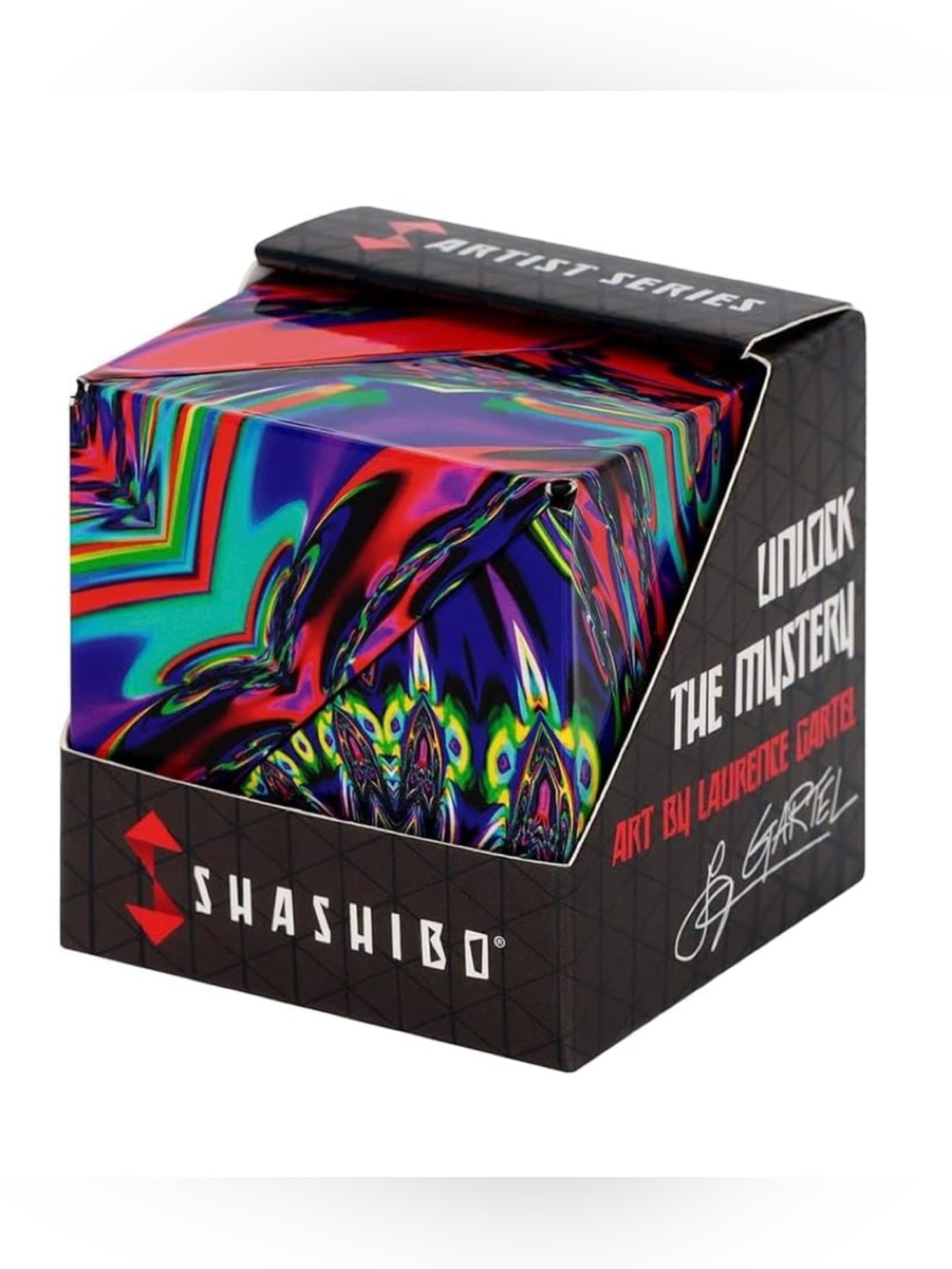 SHASHIbo Magnetic Puzzle Cube — Purple with Neon Rainbow Accents
